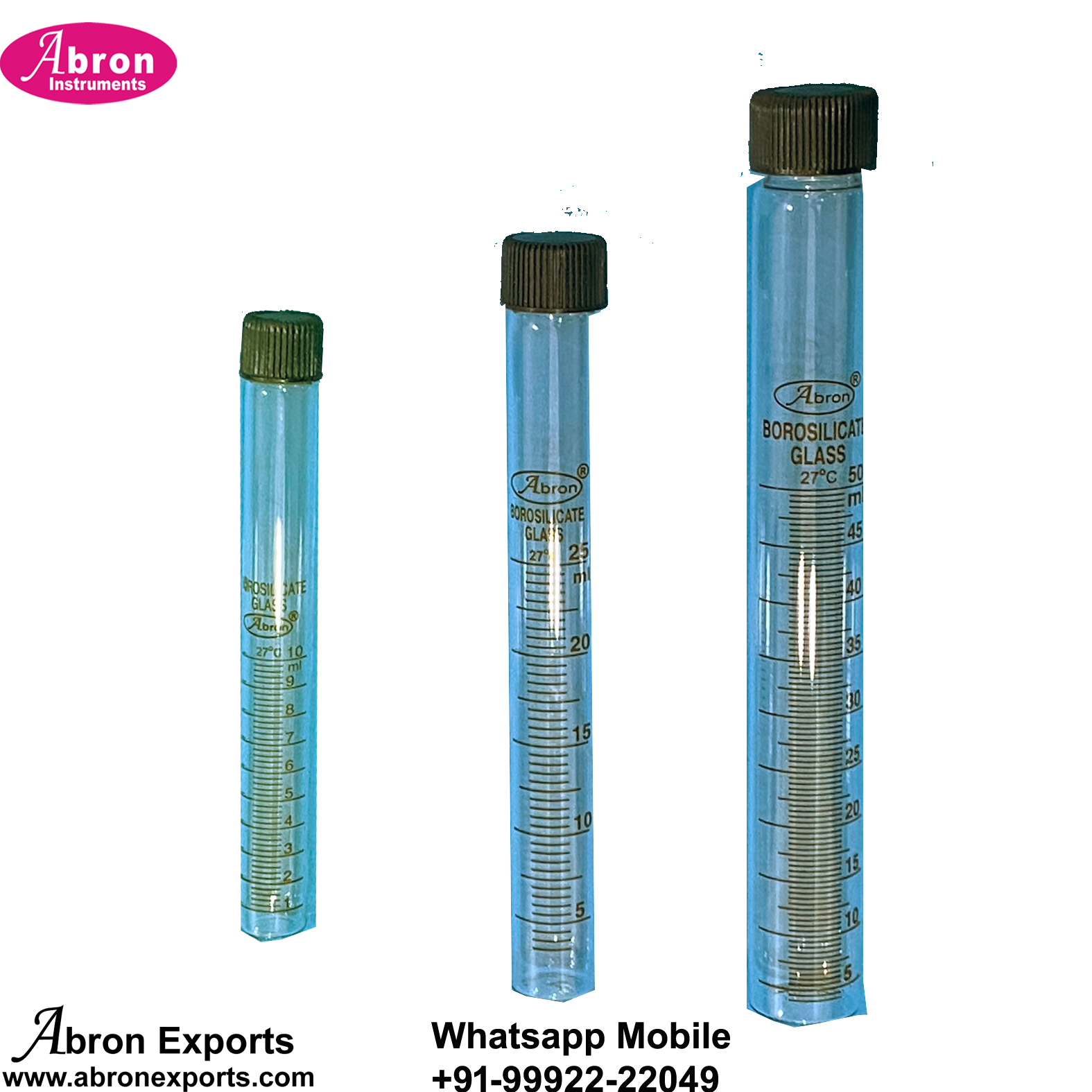 AB-77FG10 Vial Culture Tubes Glass Graduated AB-77FG10 10ml AB-77FG25 25ml AB-77FG50 50ml Screw Cap Flat Bottom Borosilicate Glass 100pc Abron AB-77FG10 
